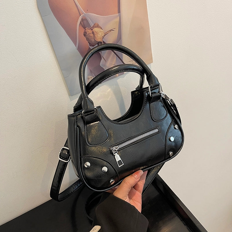 Women's Medium Pu Leather Solid Color Streetwear Zipper Underarm Bag