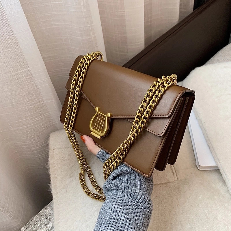 Women's Medium Pu Leather Musical Instrument Elegant Flip Cover Square Bag