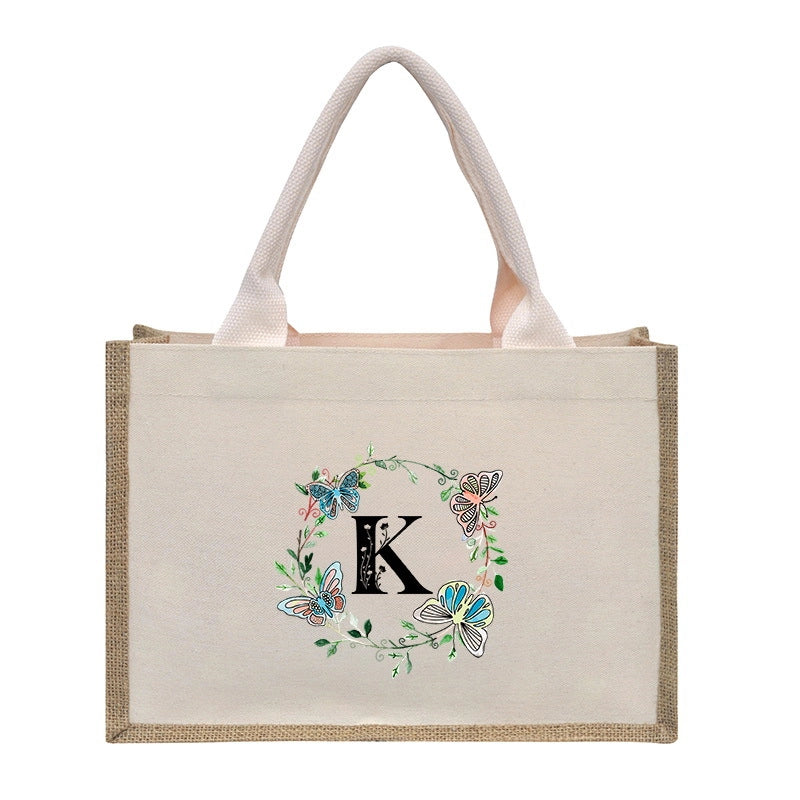 Women's Medium Canvas Letter Basic Classic Style Open Shopping Bags