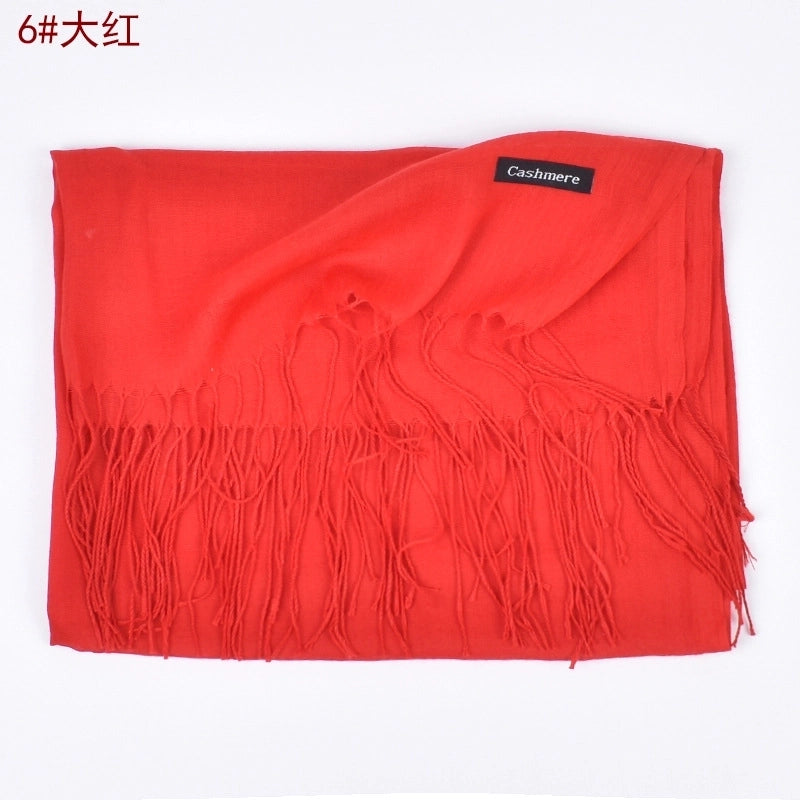 Women's Fashion Tassel Solid Color Imitation Cashmere Winter Scarves