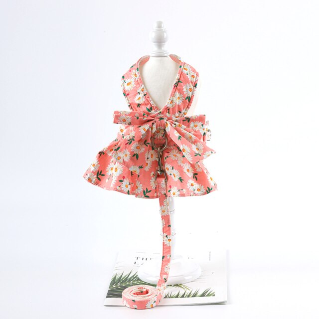 Floral Puppy Dress&Leash Set