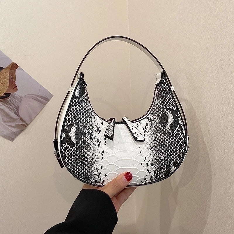 Women's All Seasons Pu Leather Crocodile Streetwear Round Zipper Handbag Underarm Bag