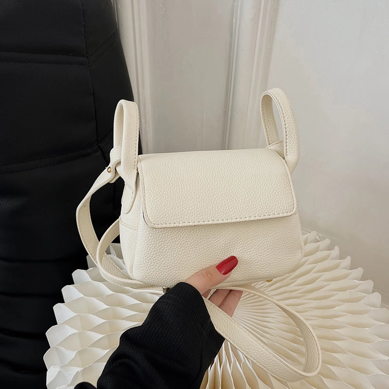 Women's All Seasons Pu Leather Solid Color Classic Style Sewing Thread Square Flip Cover Square Bag
