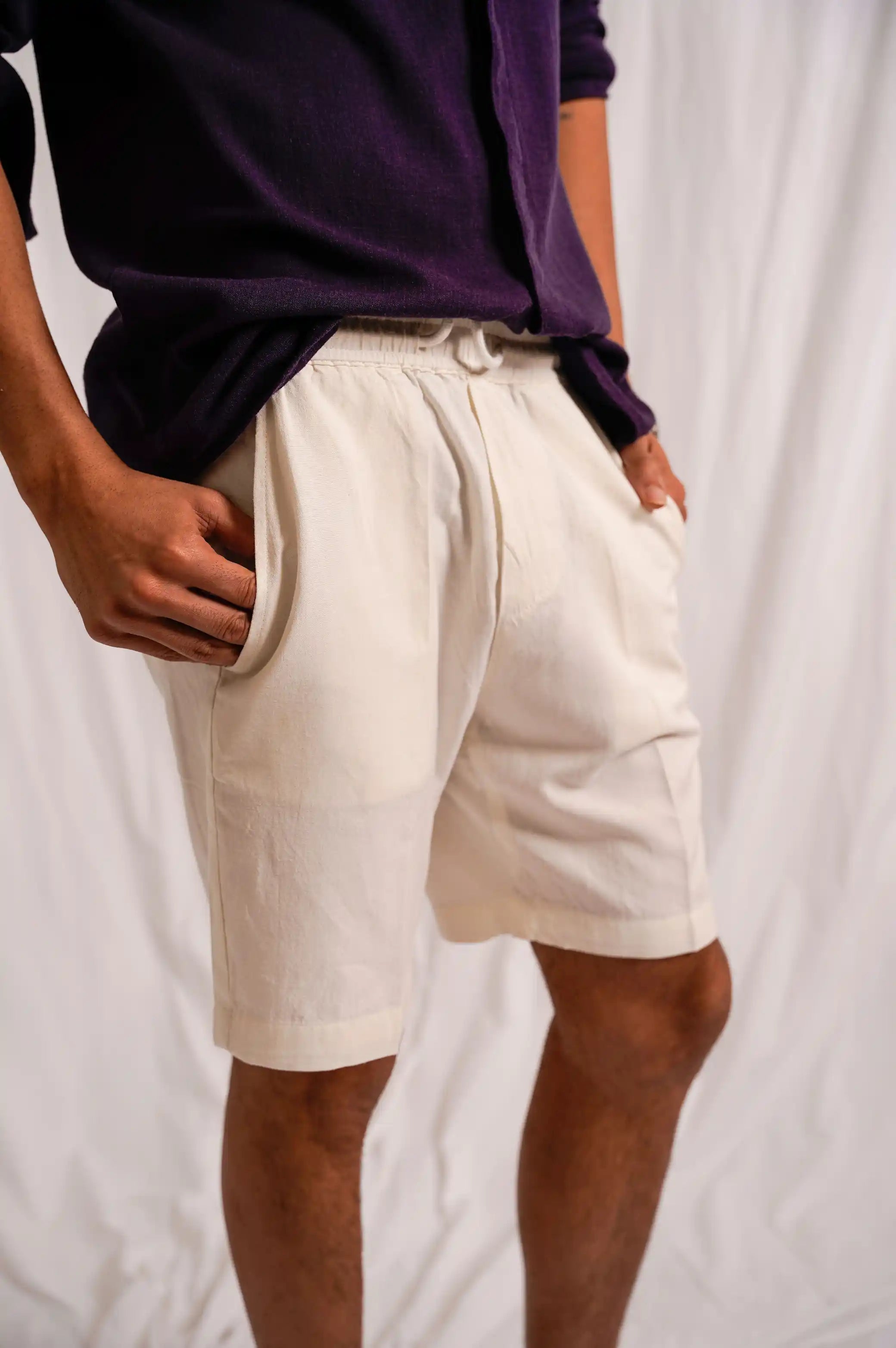 DRAWSTRING LINEN SHORTS