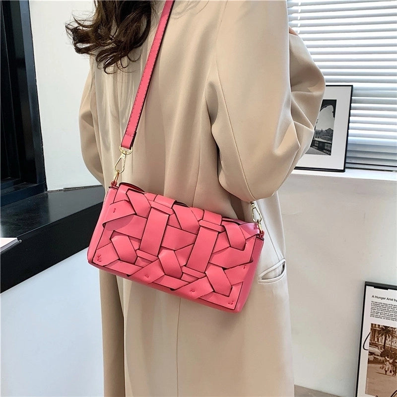 3 Pieces Women'S Pu Leather Solid Color Streetwear Sewing Thread Square Zipper Crossbody Bag