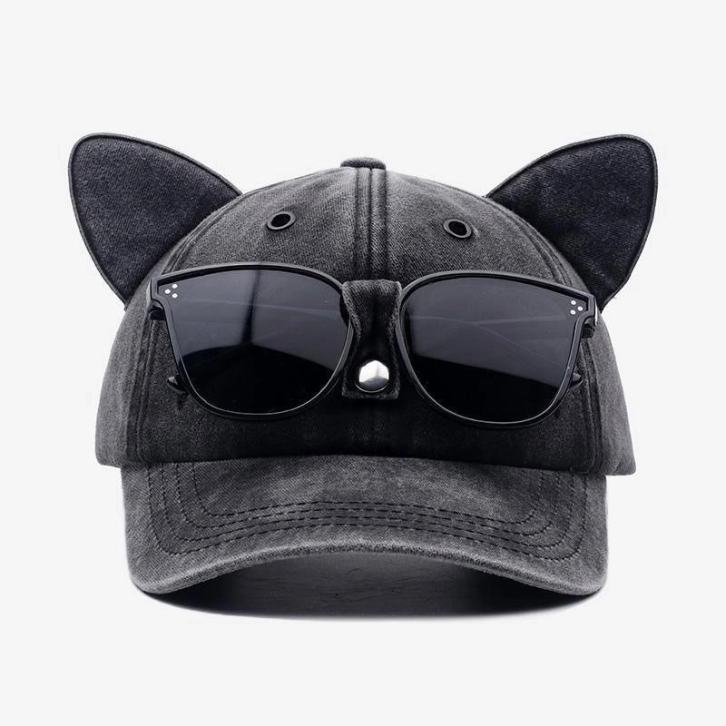 Unisex Cute Sweet Korean Style Geometric Cat Curved Eaves Baseball Cap