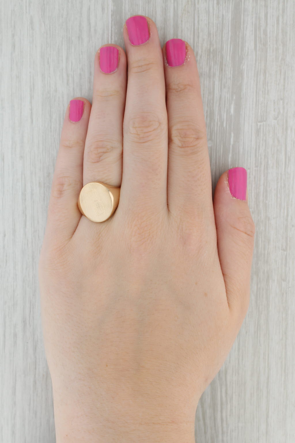 Engraved Letter B Initial Signet Ring 14k Yellow Gold Size 9.75 Vintage Men's