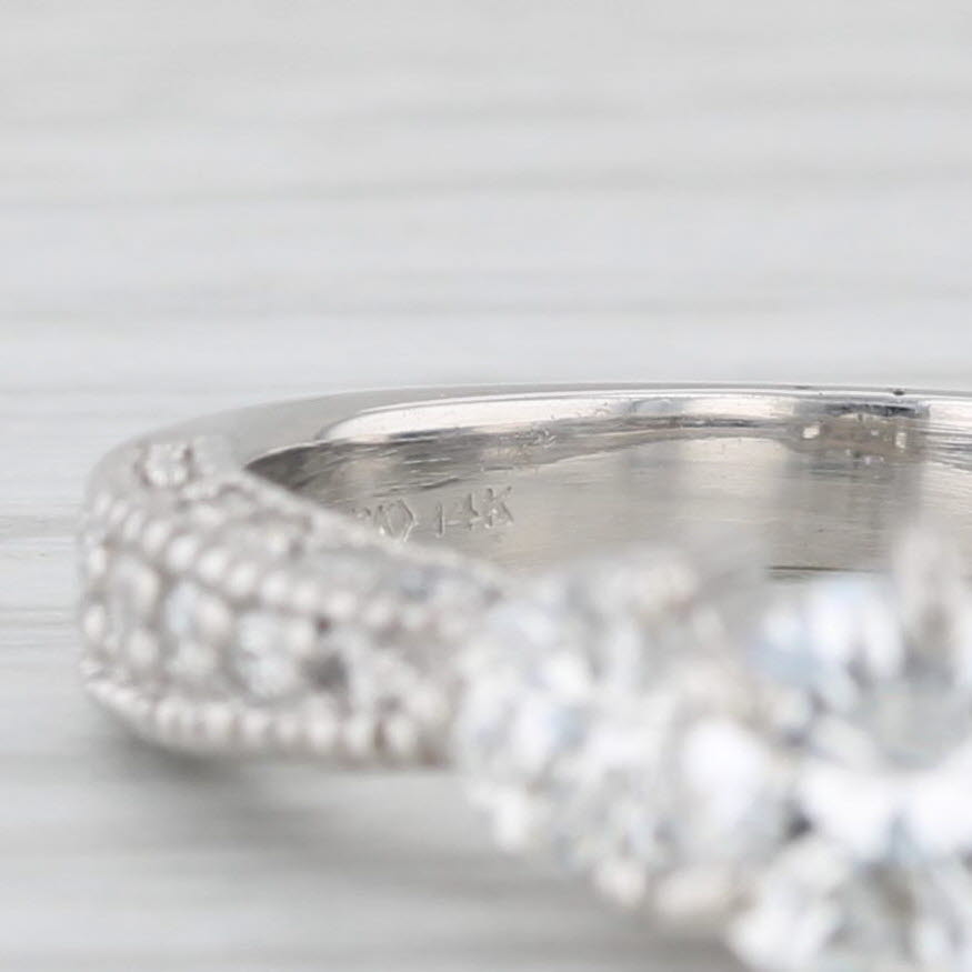 1.38ctw Round Diamond Engagement Ring 14k White Gold Size 5.5 3-Stone