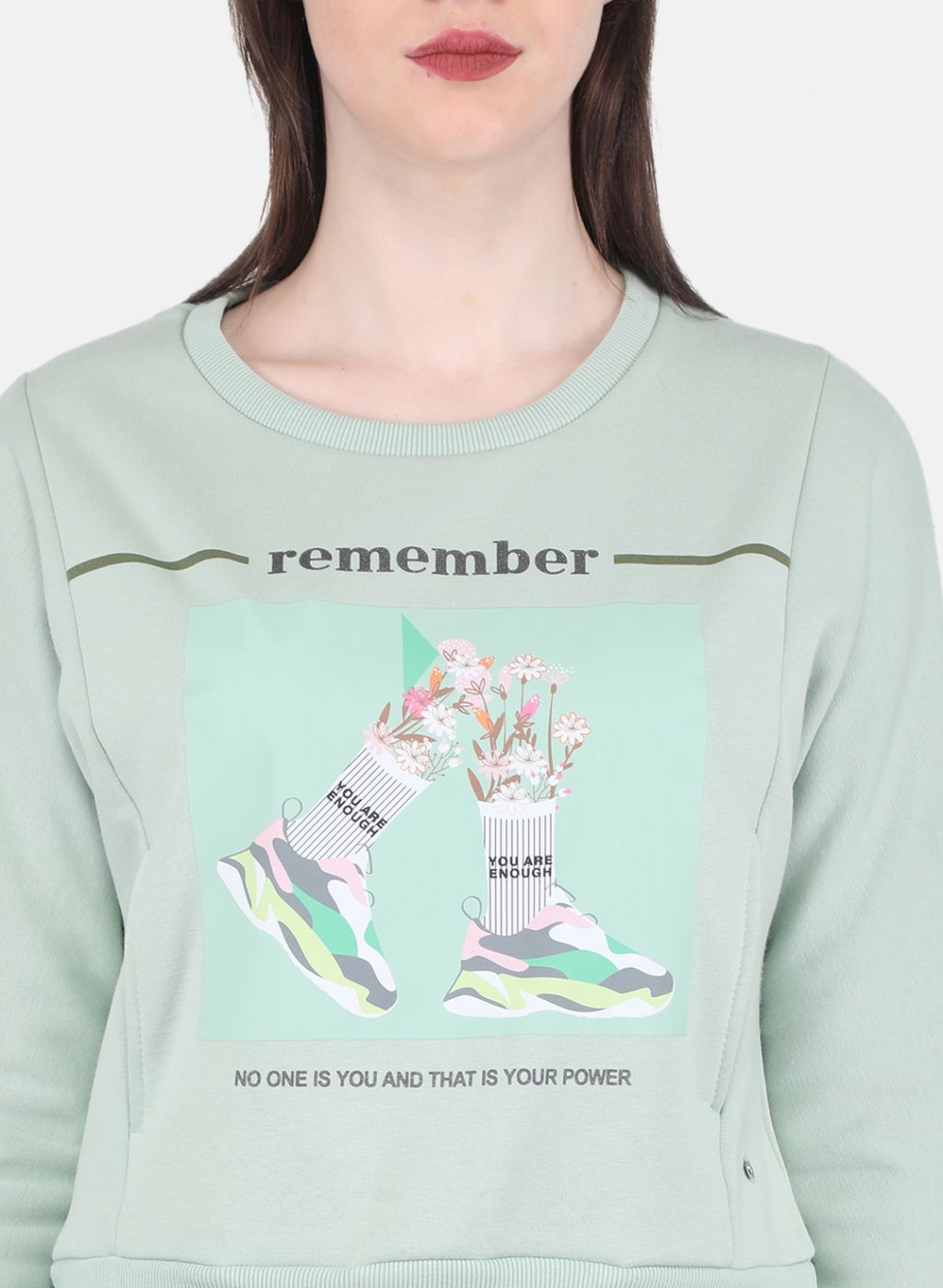 Women Green Printed Sweatshirt