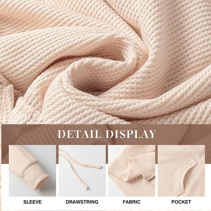 💥Hot Sales - 49% OFF✨Women's Casual Long Sleeve Waffle Knit Hoodie with Side Slits