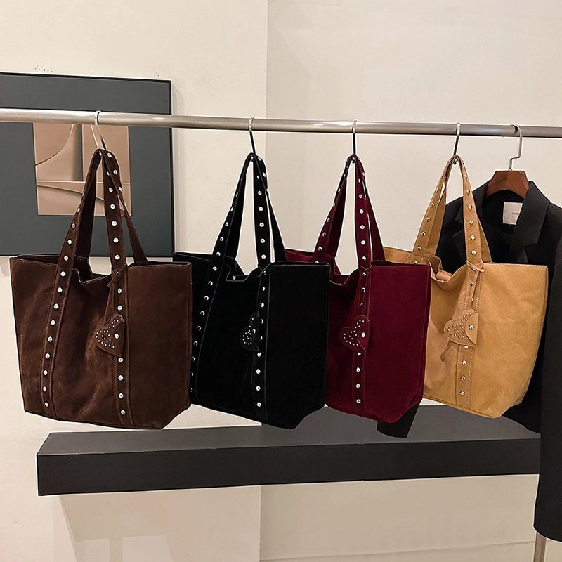 Women's Large Pu Leather Solid Color Elegant Streetwear Square Magnetic Buckle Tote Bag