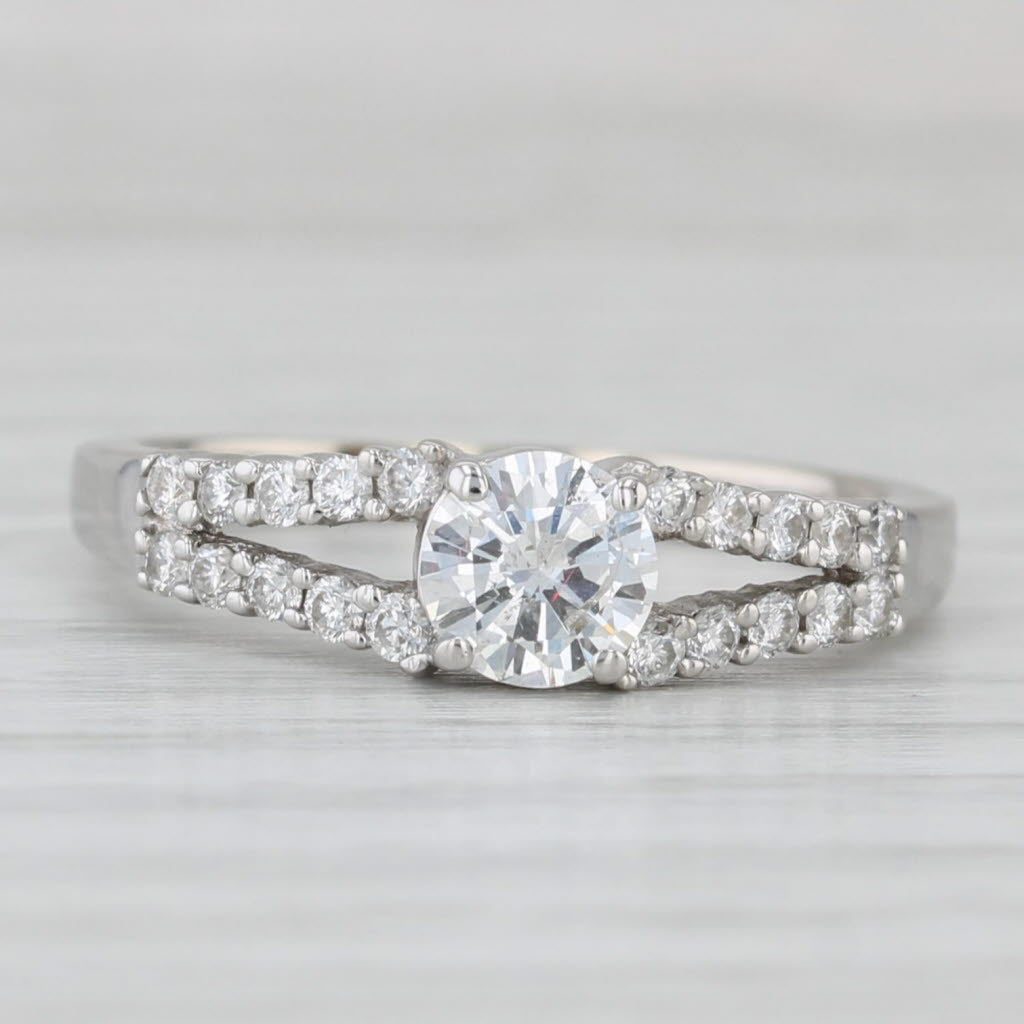 0.78ctw Round Diamond Engagement Ring 18k White Gold Size 6.5