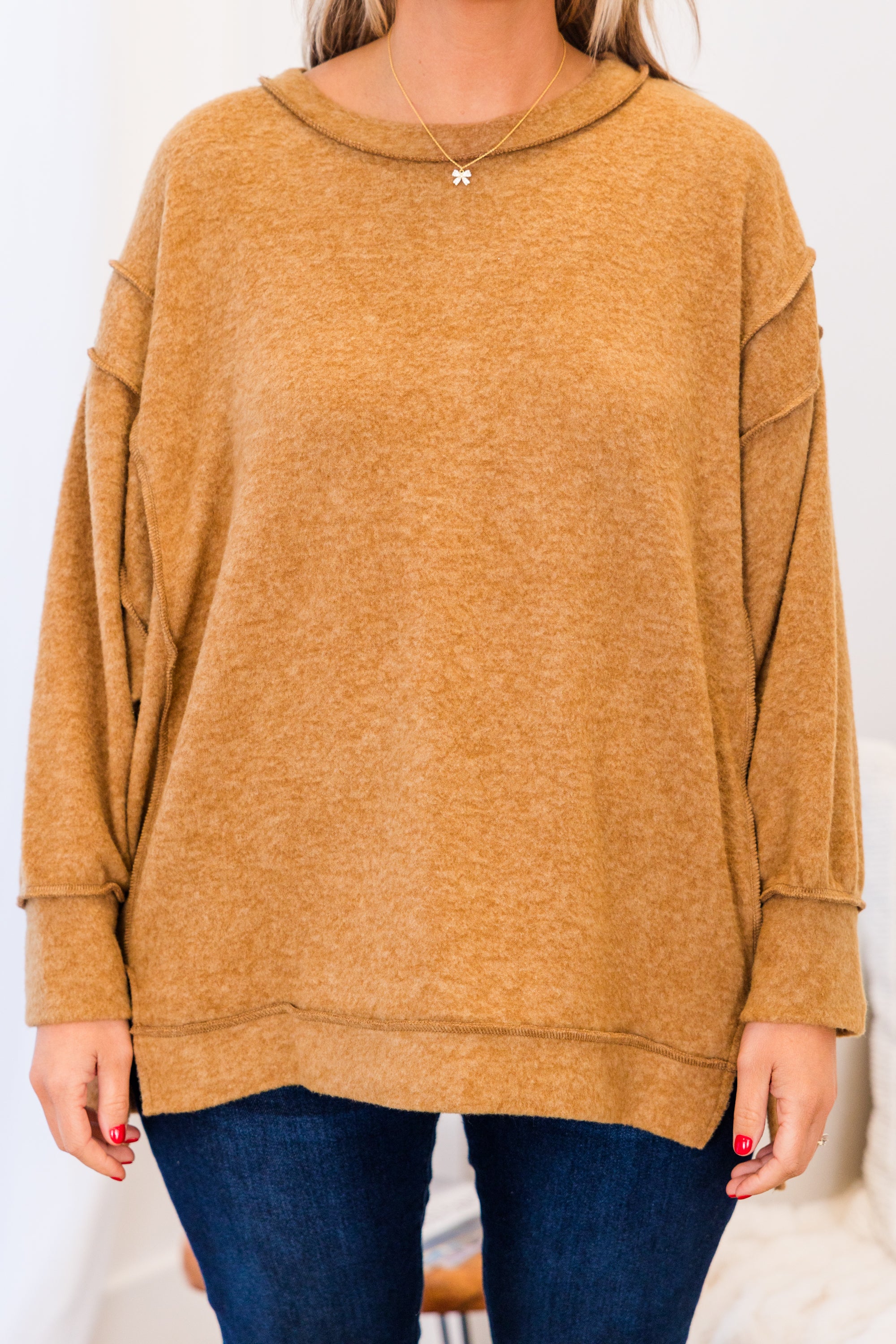 Say Hello Sweater. Deep Camel