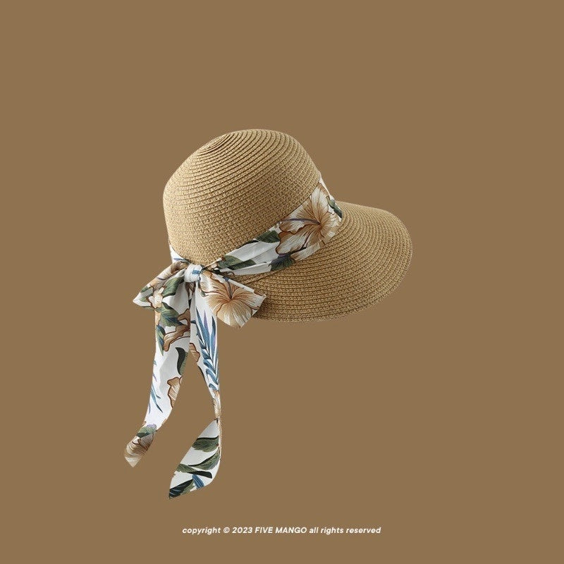 Women's Vacation Minimalist Letter Solid Color Big Eaves Straw Hat