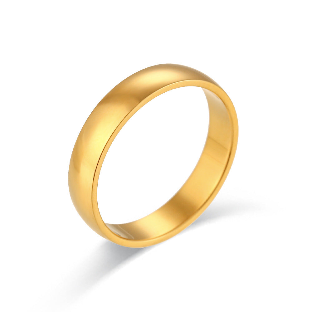 Minimalist Fashion Round Geometric Stainless Steel 18K Gold Plated Rings