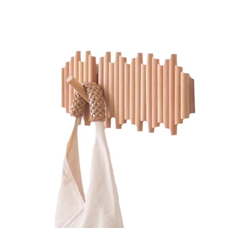 Log Punch-free Storage Hanger Entrance Door Foldable Clothes Hook Household Coat Rack Wall Hanging