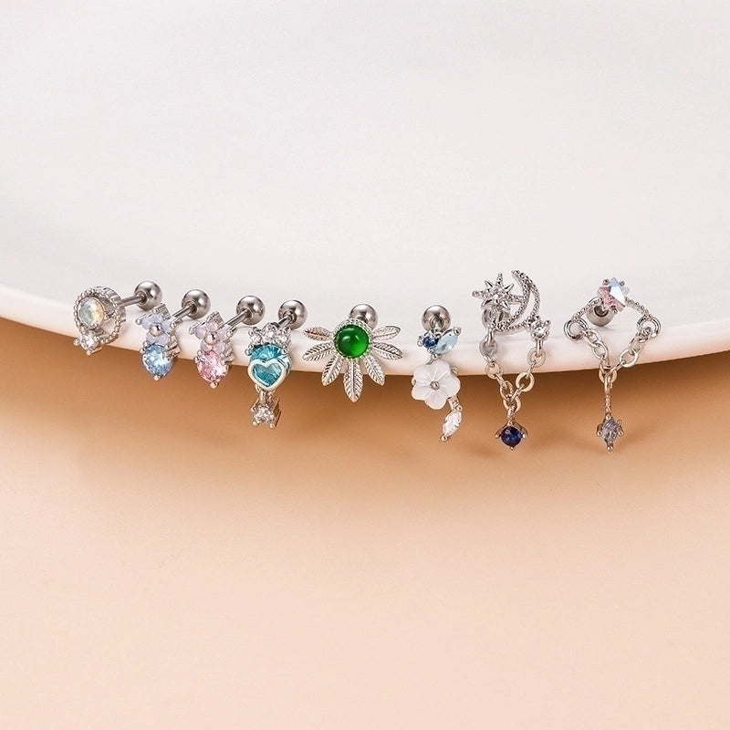 1 Piece Ear Cartilage Rings & Studs Fashion Flower 316L Stainless Steel  Copper Plating Inlay Zircon