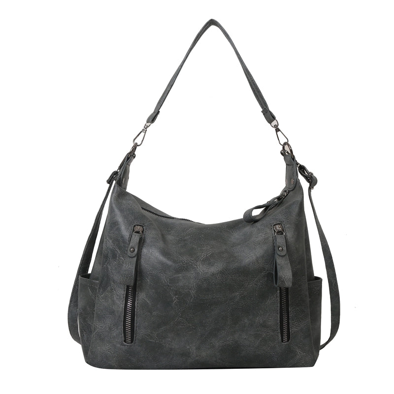 Women's Pu Leather Solid Color Streetwear Square Zipper Shoulder Bag Crossbody Bag