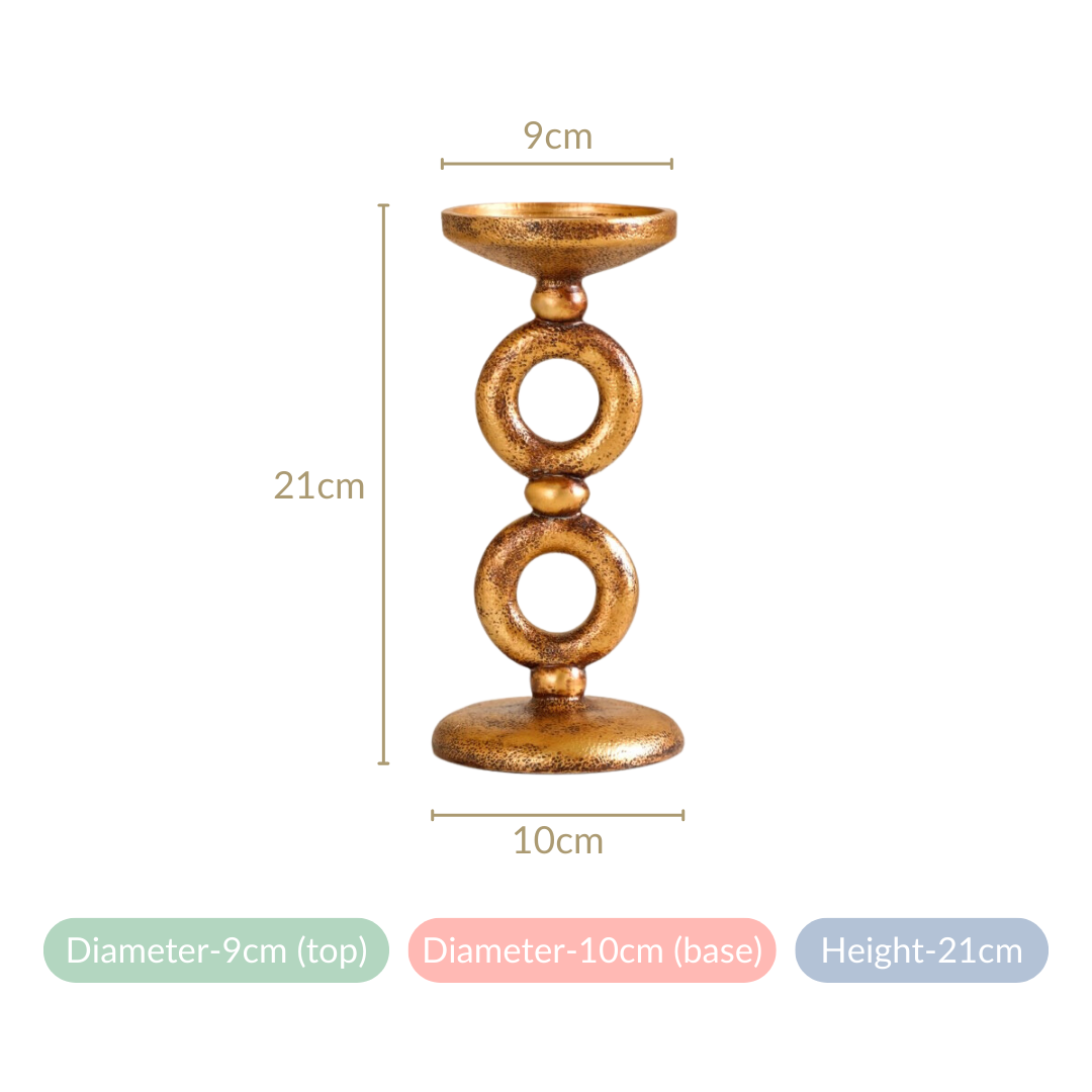 Antique Finish Rings Candle Stand Gold