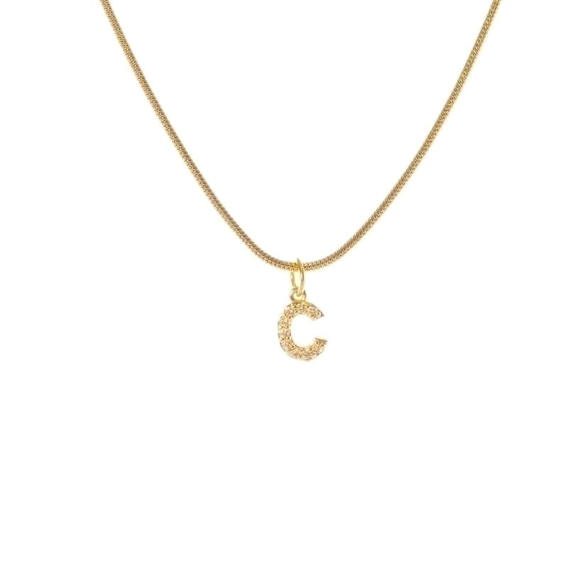 Fashion Letter Titanium Steel Plating Zircon Pendant Necklace