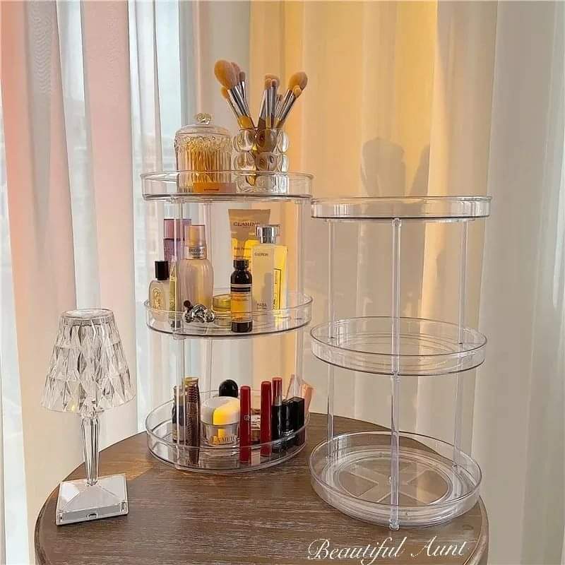 3 Tier Clear Lazy Susan Organizer. 9-Inch Rotating Lazy Susan Turntable for Cabinet Plastic Lazy Susan Spice Rack Organizer