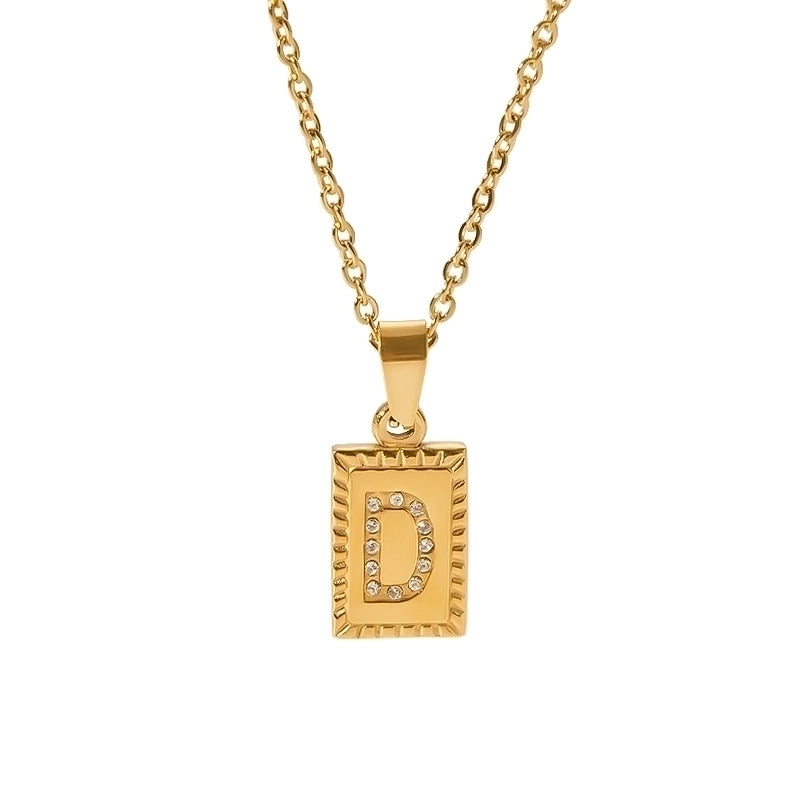 304 Stainless Steel Sweet Polishing Plating Inlay Letter Diamond Necklace