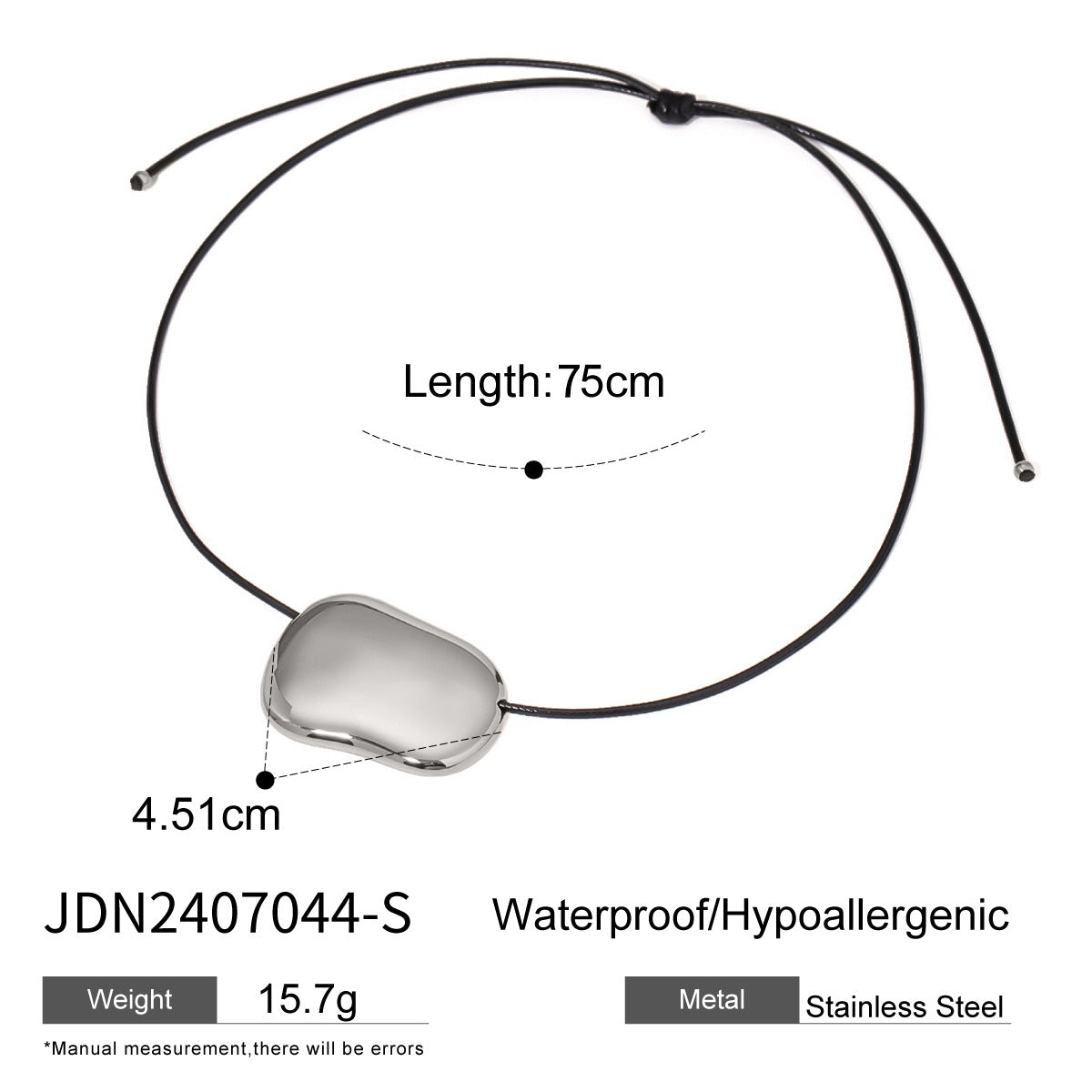 Jie Ding Black Rope Titanium Steel Necklace Niche Design Clavicle Chain Hot Style Stainless Steel