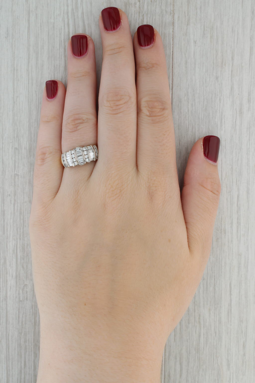 1.04ctw Diamond Ring 18k White Yellow Gold Size 8 Anniversary