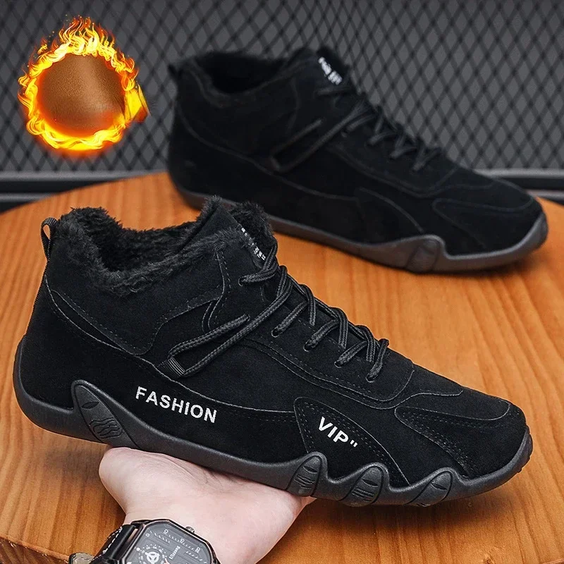 Cricsball mules Men's Winter Flat Shoes New Fashion Plush Warm Sports Casual Work Shoes Trend Comfortable Lightweight Soft Sole Flat Shoes Boots