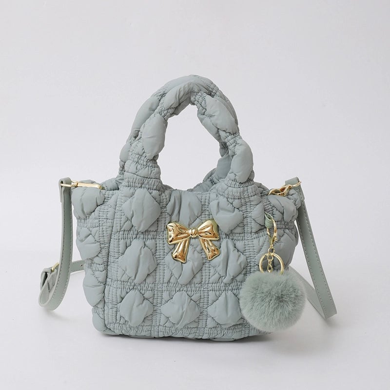 Women's Small Nylon Solid Color Bow Knot Streetwear Square Magnetic Buckle Shoulder Bag Handbag