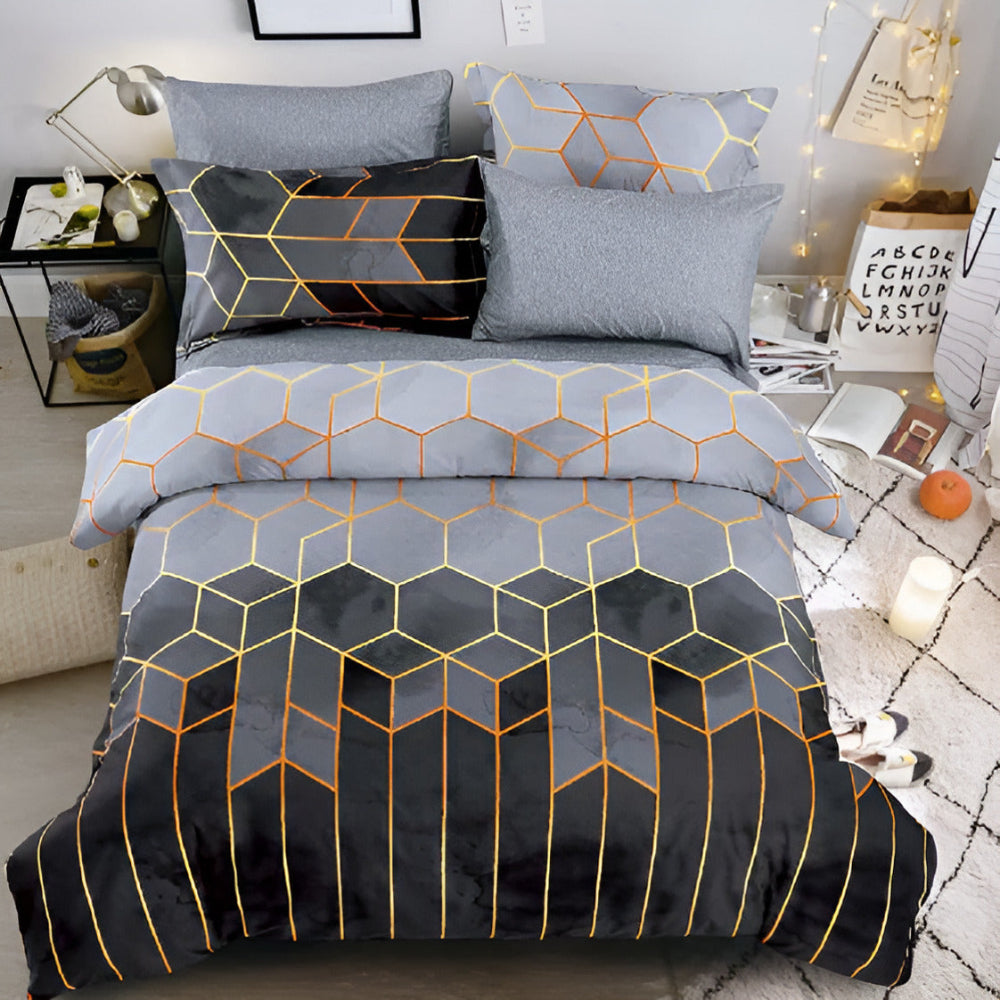 Golden Cosmo Hive | 3pcs Quilt Cover Sets