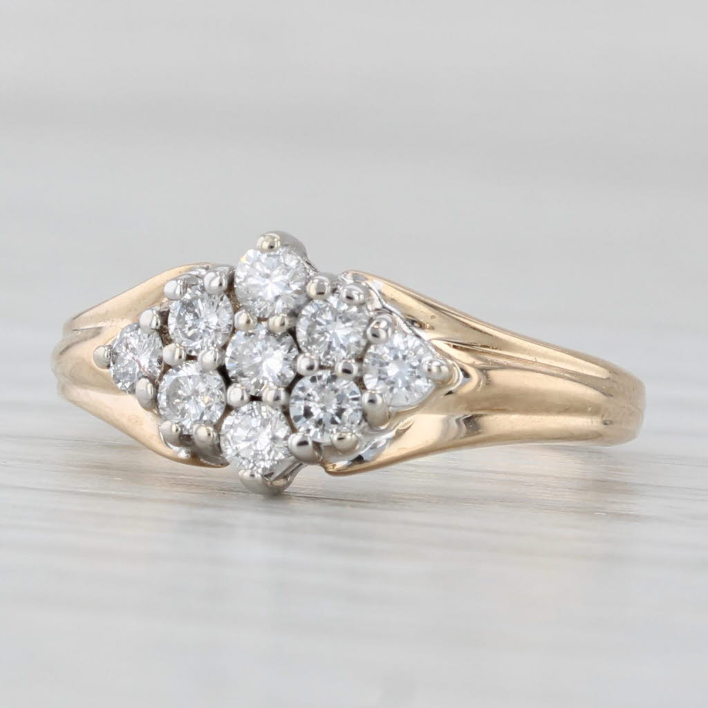 0.34ctw Diamond Cluster Ring 14k Yellow Gold Size 4.5