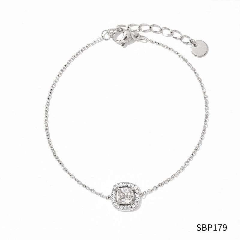 304 Stainless Steel Titanium Steel 16K Gold Plated White Gold Plated Gold Plated Classic Style Plating Inlay Square Zircon Bracelets Earrings Necklace