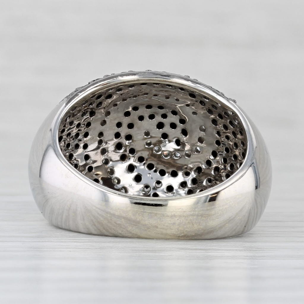 0.79ctw Black White Pave Diamond Swirl Ring 14k White Gold Size 7.25 Cocktail