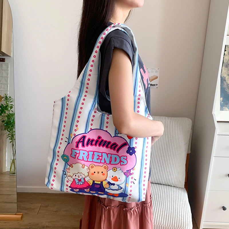 Women's Large Polyester Animal Letter Elegant Cute Streetwear Square Magnetic Buckle Tote Bag
