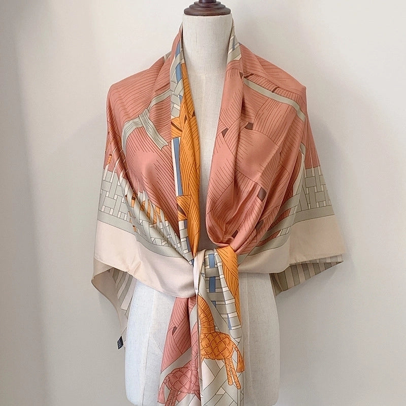 Women's Elegant Minimalist Plant Polyester Silk Scarf