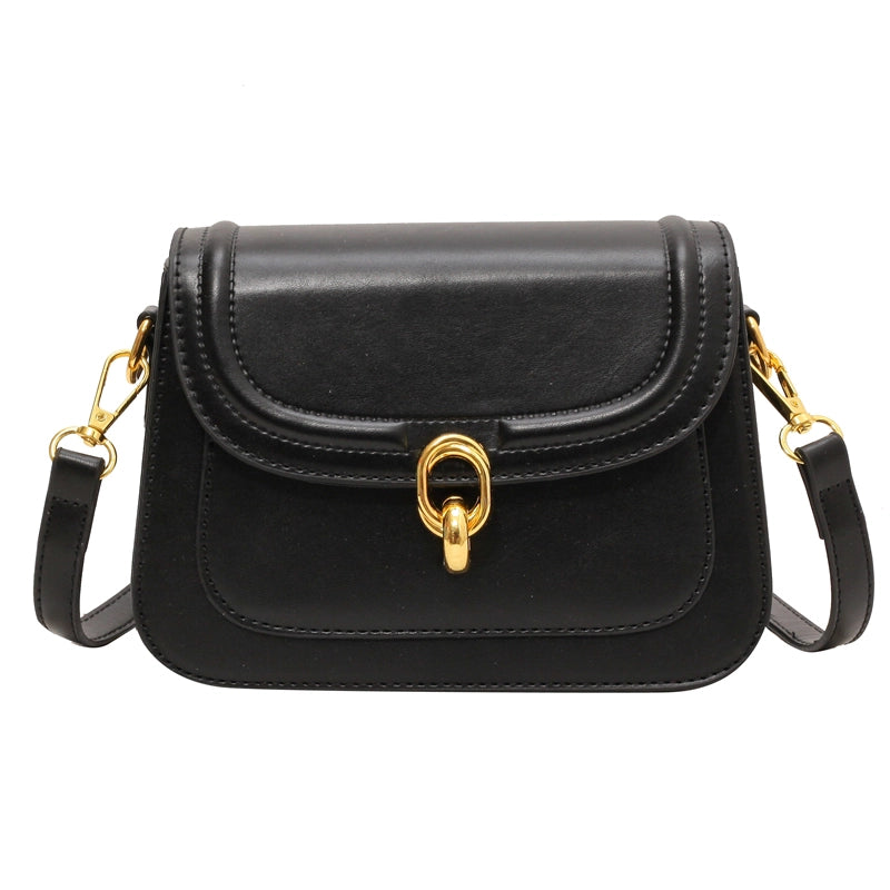 Women's Pu Leather Solid Color Classic Style Square Lock Clasp Shoulder Bag Crossbody Bag