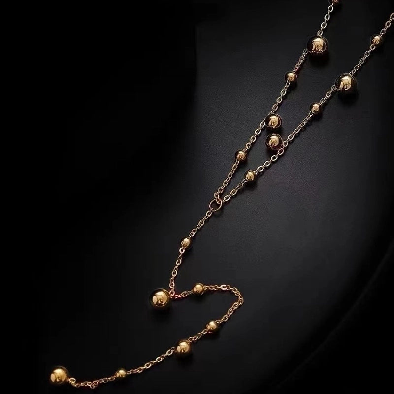Minimalist Ball Titanium Steel Plating Long Necklace