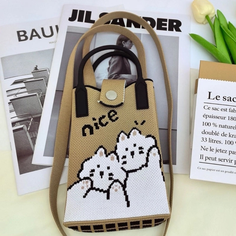 Women's Polyester Cartoon Cute Square Hidden Buckle Shoulder Bag Handbag Crossbody Bag
