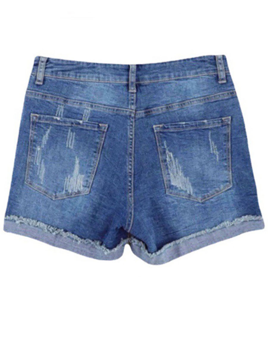 National Flag Torn Denim Shorts