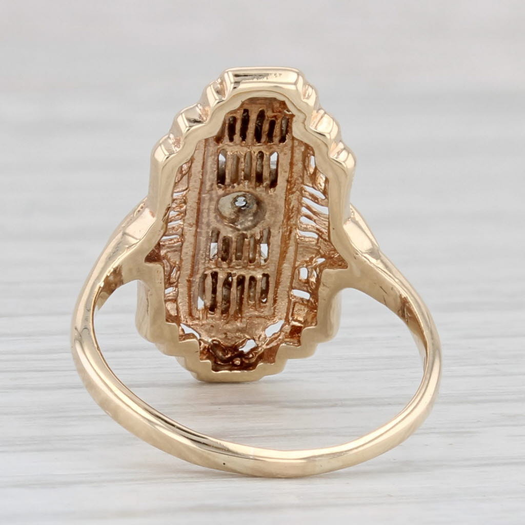 Vintage Diamond Filigree Ring 10k Yellow White Gold Size 4.5 Star Craft