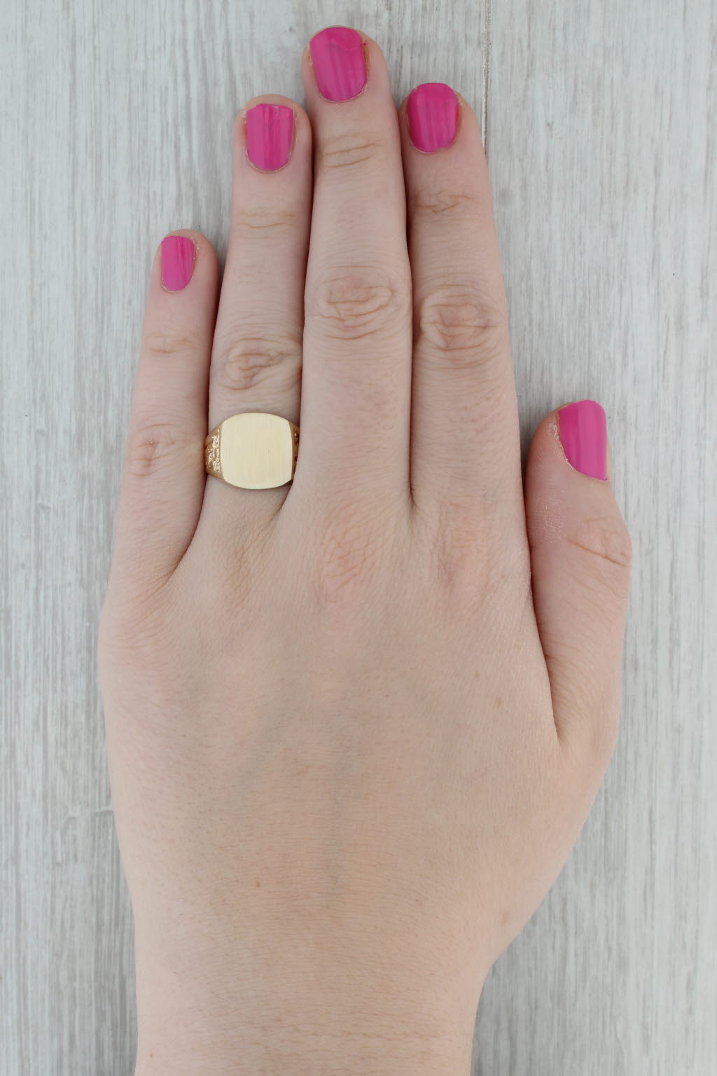 Engravable Signet Ring 10k Yellow Gold Nugget Band Size 10 Men's