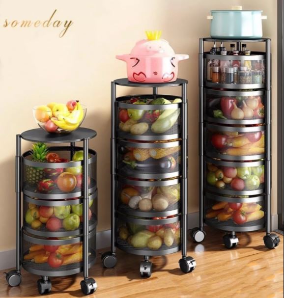 Kitchen Vegetable Basket Rotating Organizer