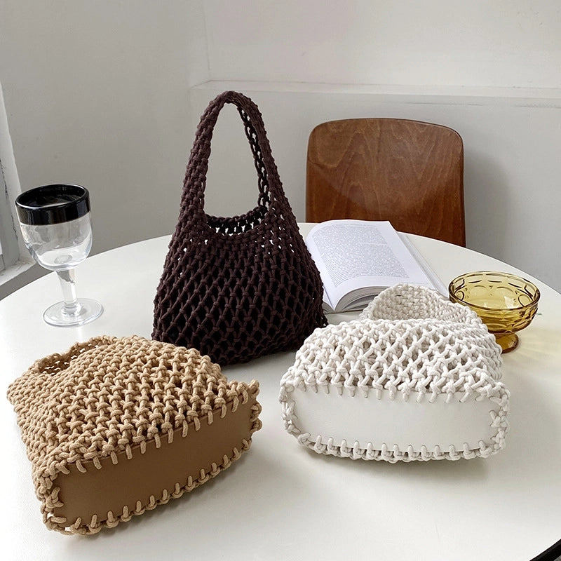 Women's Medium All Seasons Cotton Rope Streetwear Handbag Straw Bag