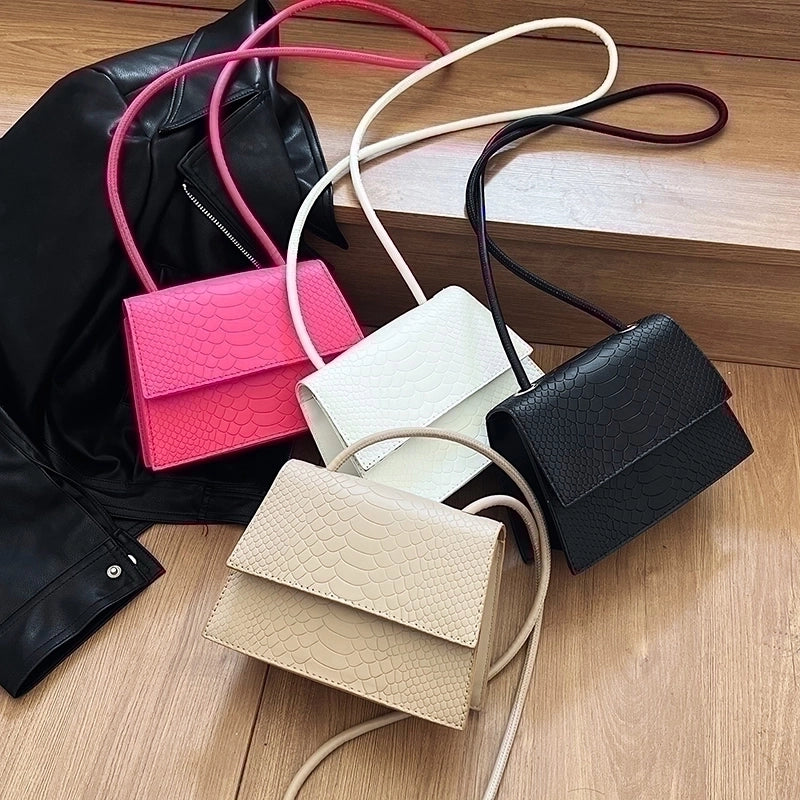 Women's Pu Leather Solid Color Classic Style Square Flip Cover Crossbody Bag
