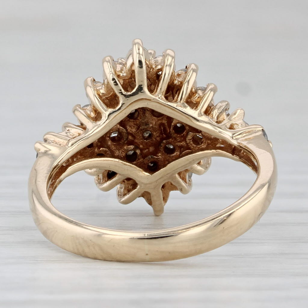 0.70ctw Diamond Cluster Ring 10k Yellow Gold Size 6