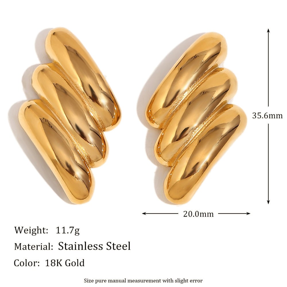 Fashion Personality Niche Design Earrings Stainless Steel 18K Gold Plated Oval Bow Earrings For Women