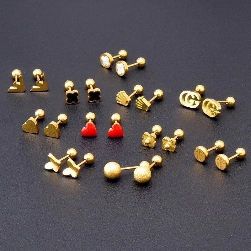 Geometric Pattern Plating Flowers 304 Stainless Steel 18K Gold Plated Stainless Steel Earrings