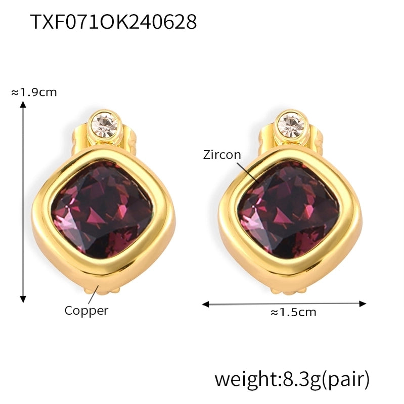 Minimalist Quadrilateral 304 Stainless Steel 18K Gold Plated Plating Earrings Necklace Jewelry Set