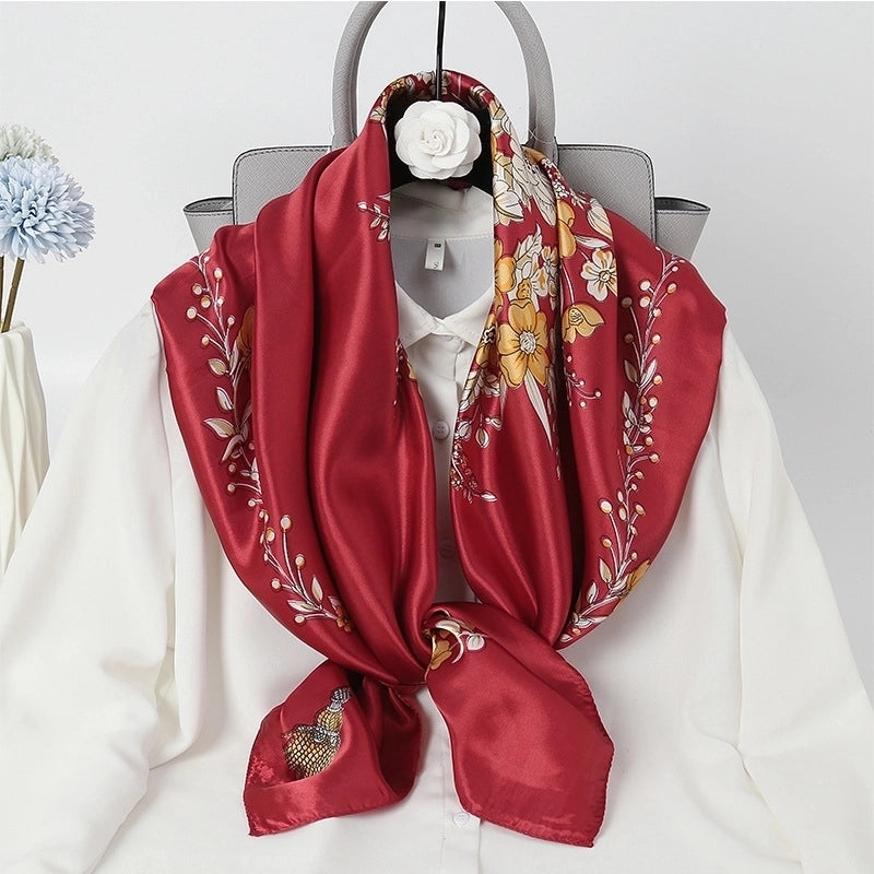 Women's Fashion Flower Chiffon Printing Silk Scarves
